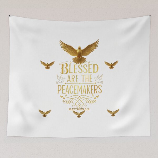 Item preview, Golden Peacemaker Bible Verse: Matthew 5:9 Scripture Typography designed and sold by PatriotPrint.