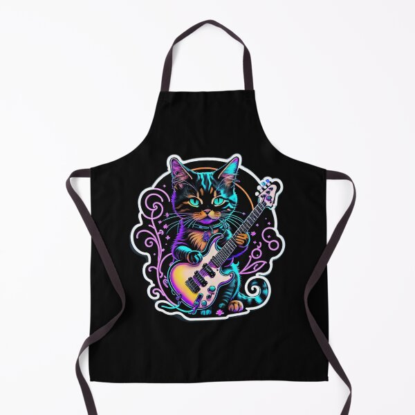 Item preview, Neon Cat Playing Guitar designed and sold by UniqueArtsOnly.