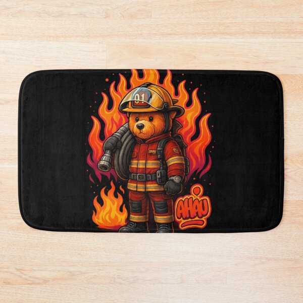 Item preview, Firefighter Bear – Brave Firefighter Bear designed and sold by Ahau Designs.