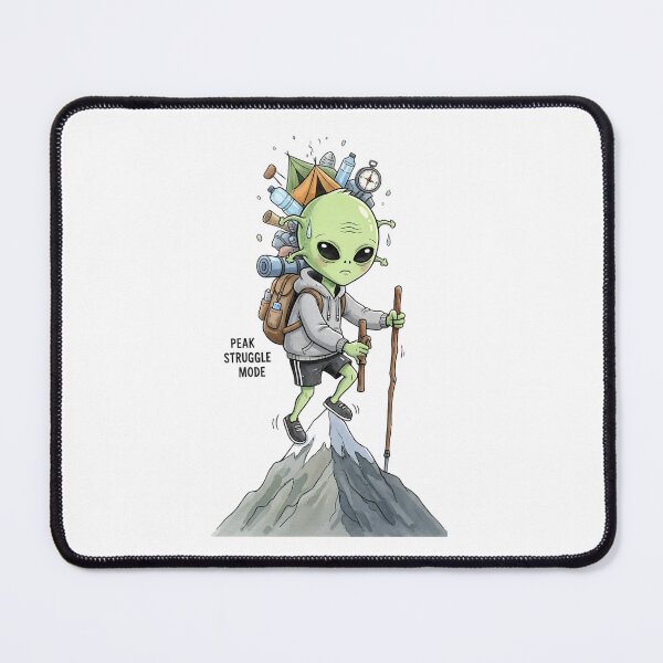 Item preview, Peak Struggle Mode – Funny Alien Hiking Sticker | Watercolor Climbing Alien designed and sold by EverStitchStudio ★★★★★.