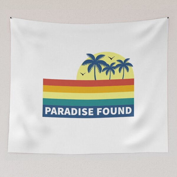 Item preview, Paradise Found - Tropical Beach Palm Trees Retro Sunset designed and sold by Shape Snip Studio.