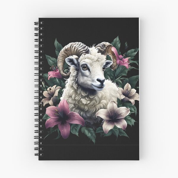 Item preview, Majestic Ram & Lilies – Elegant Horned Ram Art for Animal Lovers designed and sold by JoyMuse.
