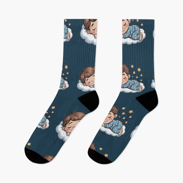 Item preview, Cute Boy Sleeping on Cloud – Kawaii Dreamy Night Illustration designed and sold by Tidarat-27.