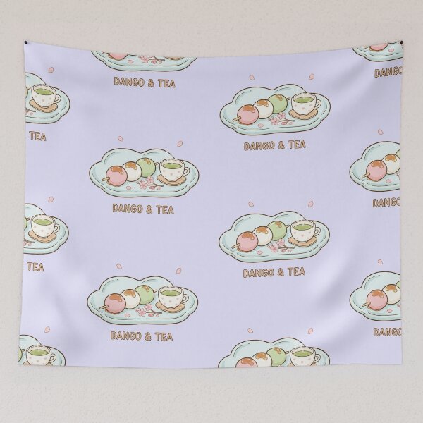 Item preview, Kawaii Dango and Tea – Cute Japanese Dessert Illustration designed and sold by Tidarat-27.