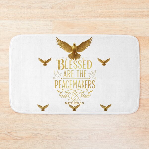 Item preview, Golden Peacemaker Bible Verse: Matthew 5:9 Scripture Typography designed and sold by PatriotPrint.