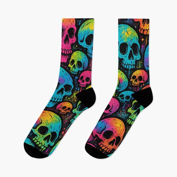 Item preview, Neon Graffiti Skulls Seamless Pattern designed and sold by getpressedshirt.