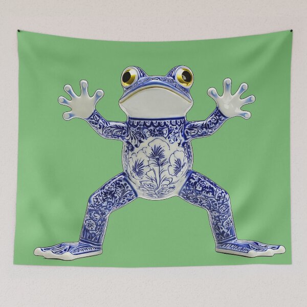 Item preview, Delft Blue Porcelain meme Frog — Playful Delftware Amphibian Pepe designed and sold by Pjotre7.