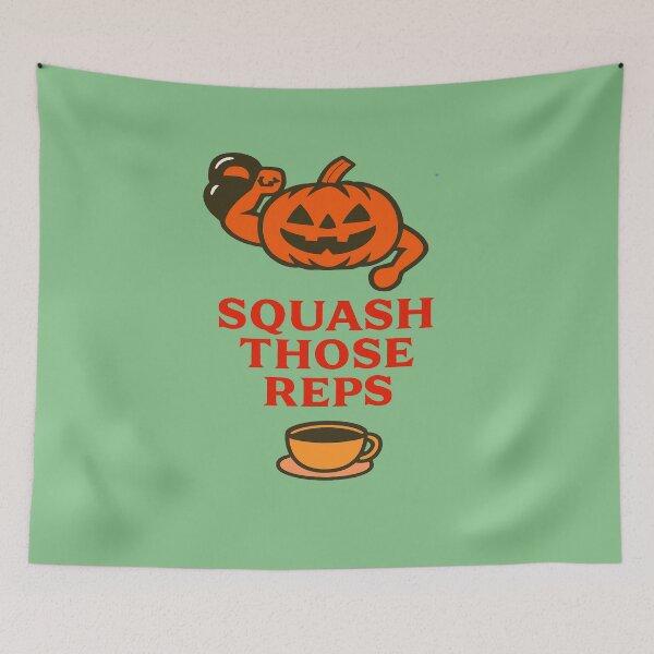 Item preview, Funny Pumpkin Gym Shirt – Squash Those Reps Halloween Fitness Gift designed and sold by kakaworld.