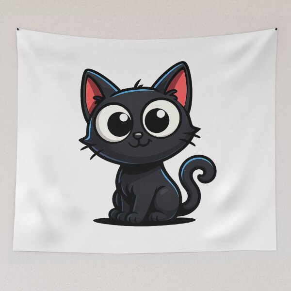 Item preview, Big-Eyed Cat with Spiral Tail | Cute Head Tilt Kitten Illustration | Kawaii Animal Art designed and sold by PrintCreations9.