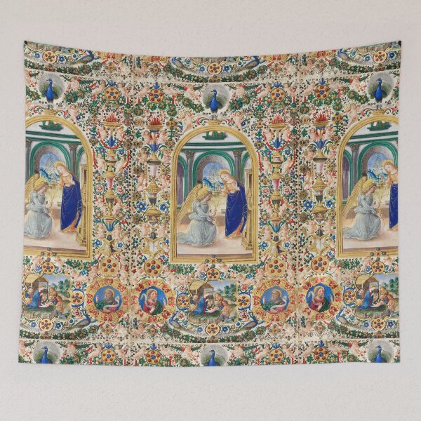Item preview, Medieval Illumination Leaf from a Book of Hours: Annunciation, Nativity and Two Prophets  designed and sold by WillowNox7.