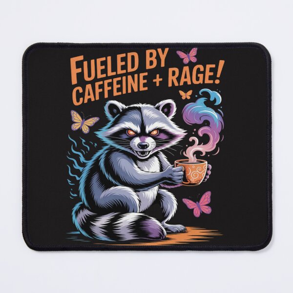 Item preview, Fueled By Caffeine Rage Raccoon Drinking Coffee designed and sold by Ikwalima.