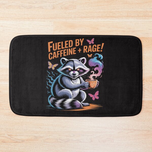 Item preview, Fueled By Caffeine Rage Raccoon Drinking Coffee designed and sold by Ikwalima.