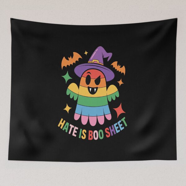 Item preview, Cute Boo Sheet Gay Pride Ghost Hate Rainbow Flag LGBT designed and sold by VladoZork.