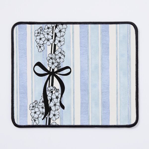 Item preview, Forget-Me-Nots and Bows – Floral Art on Watercolor Stripes Blue designed and sold by Heritage Hive Studio.