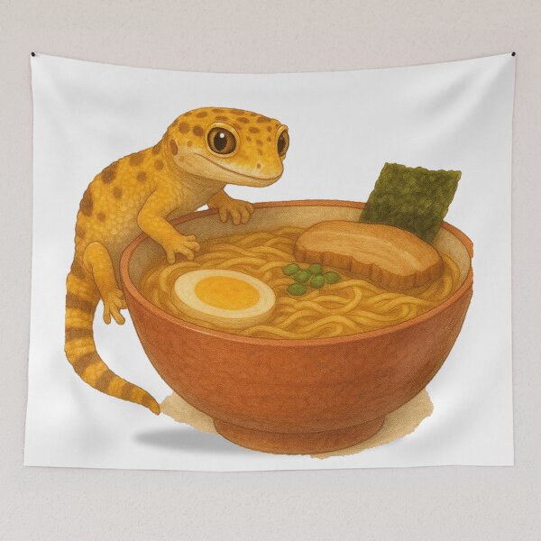 Item preview, Leopard Gecko on Pork Ramen Bowl designed and sold by thehaywirehoney.