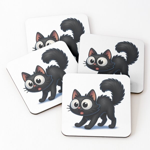 Item preview, Surprised Cat with Puffed Tail | Cute Scaredy Cat Illustration | Kawaii Halloween Kitty designed and sold by PrintCreations9.
