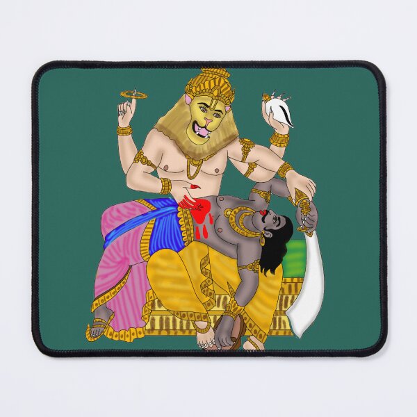 Item preview, Narasimha Avatar Slaying Hiranyakashyap | Fierce Divine Art | Hindu Spiritual Wall Art & Gifts designed and sold by Harshit_Digital_Arts.