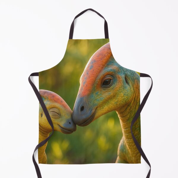 Item preview, Baby Parasaurolophus and Mom Snuggling In Vibrant Forest designed and sold by SassyArtistry.