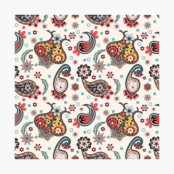 Item preview, Paisley pattern, Bright colors ,white vintage style, ethnic oriental,traditional,abstract aztec. designed and sold by DMTJ.