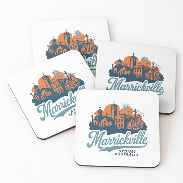 Item preview, Marrickville Sydney Retro Skyline Script designed and sold by Boogosh.