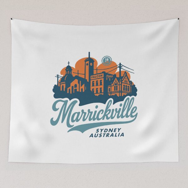 Item preview, Marrickville Sydney Retro Skyline Script designed and sold by Boogosh.