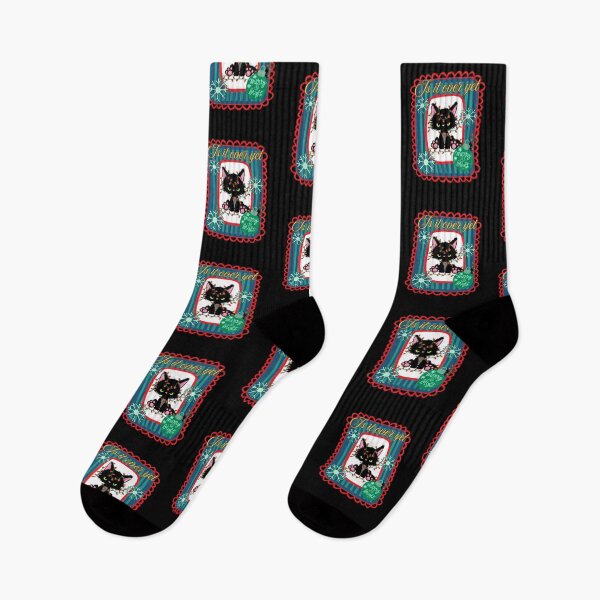 Item preview, Merry and Bright Is It Over Yet Grumpy Black Cat in Christmas Lights with Snowflakes designed and sold by Forevermore.