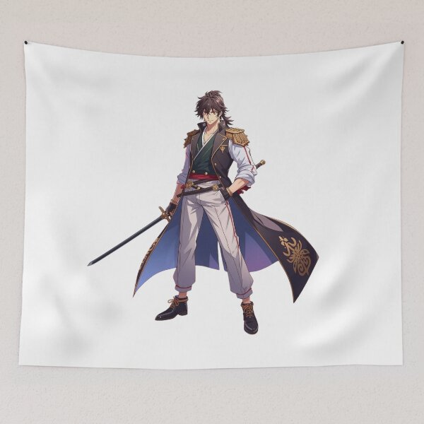 Item preview, Full-Body Anime Warrior with Sword designed and sold by Vectorfever.