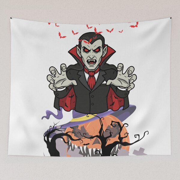 Item preview, Midnight Vampires Dancing Beneath the Crimson Halloween Sky designed and sold by Pranvi19.