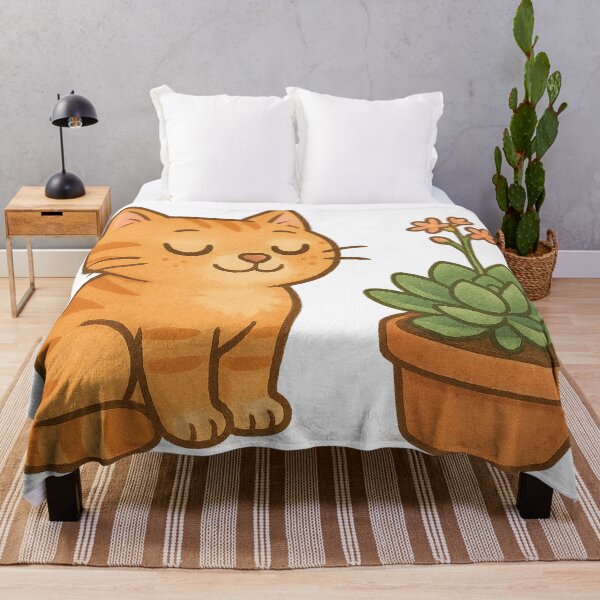 Item preview, Cute Orange Cat Sitting Next to Succulent Plant designed and sold by SassyArtistry.