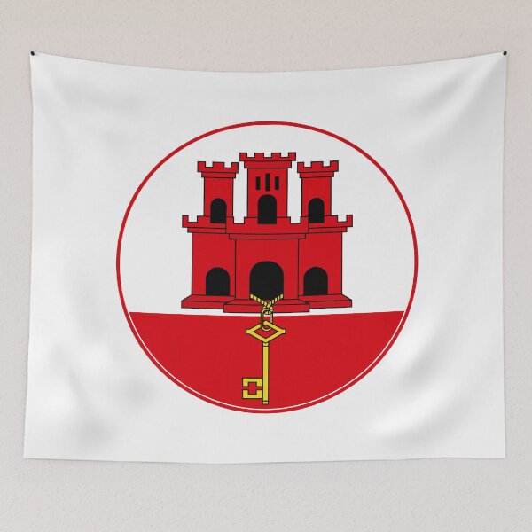 Item preview, Gibraltar Flag Circle Castle and Key Design designed and sold by NTGUILTY.