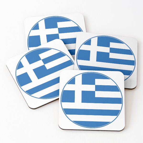 Item preview, Greece Flag Circle White Cross Blue Stripes designed and sold by NTGUILTY.
