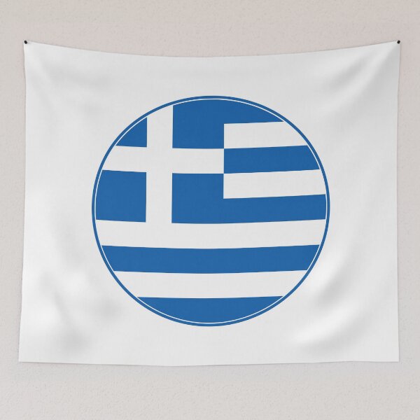 Item preview, Greece Flag Circle White Cross Blue Stripes designed and sold by NTGUILTY.