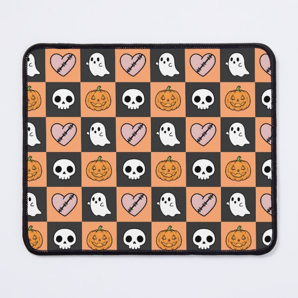 Item preview, Halloween Creepy Kawaii Orange Black Checkerboard Seamless Pattern designed and sold by MimeNocturne.