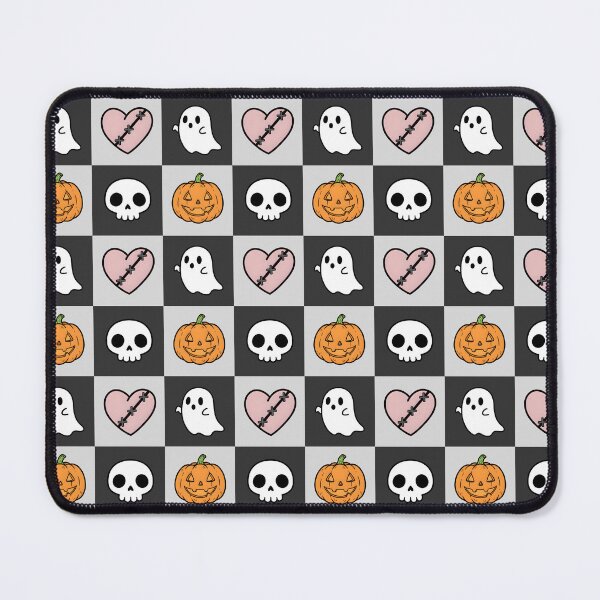 Item preview, Halloween Creepy Kawaii Black White Checkerboard Seamless Pattern designed and sold by MimeNocturne.