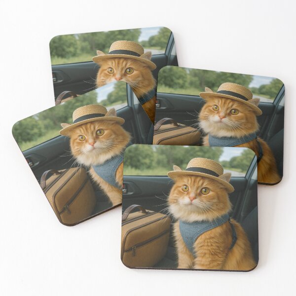 Item preview, Ginger Cat in Hat on Car Trip designed and sold by SassyArtistry.