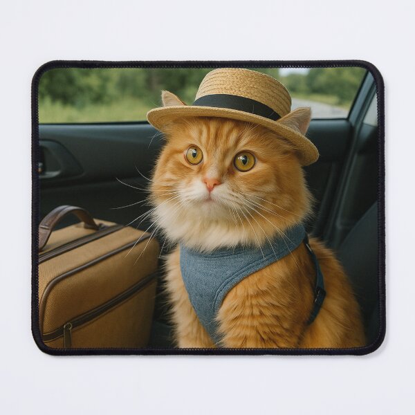 Item preview, Ginger Cat in Hat on Car Trip designed and sold by SassyArtistry.