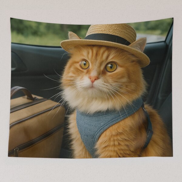 Item preview, Ginger Cat in Hat on Car Trip designed and sold by SassyArtistry.