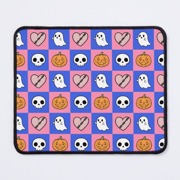 Item preview, Halloween Creepy Kawaii Pink Blue Checkerboard Seamless Pattern designed and sold by MimeNocturne.