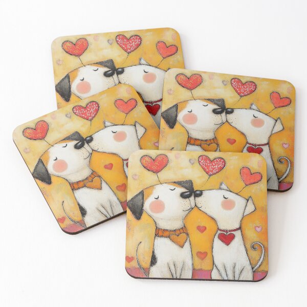 Item preview, Cute Dogs Kiss hearts love romantic Valentine designed and sold by She was a  Dreamer....