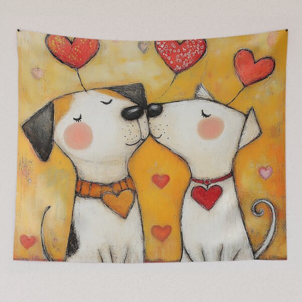 Item preview, Cute Dogs Kiss hearts love romantic Valentine designed and sold by She was a  Dreamer....
