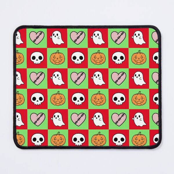 Item preview, Halloween Creepy Kawaii Red Green Checkerboard Seamless Pattern designed and sold by MimeNocturne.