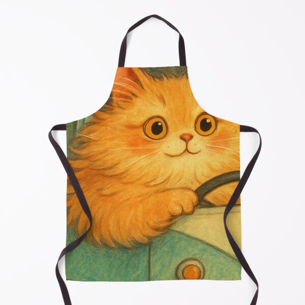 Item preview, Fluffy Orange Cat Driving Retro Van designed and sold by SassyArtistry.