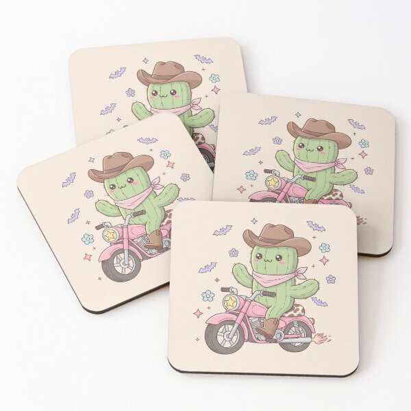 Item preview, Cactus Cowboy Biker Pink Kawaii designed and sold by EsenciaZen.
