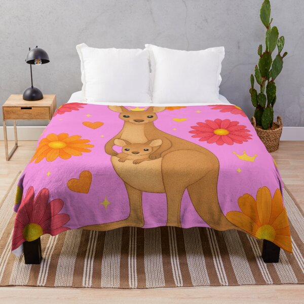 Item preview, Mother Kangaroo and Baby with Gerbera Flowers - Pink designed and sold by HIMEKARI.