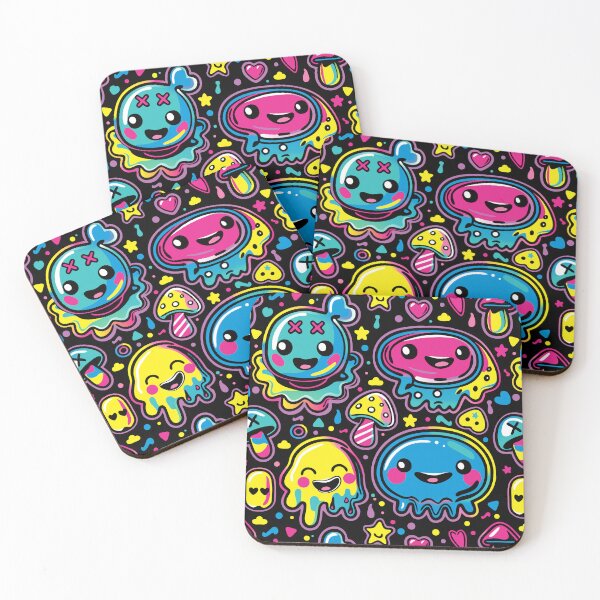 Item preview, Kawaii Kidcore Blobs over Black designed and sold by Oni Figments.