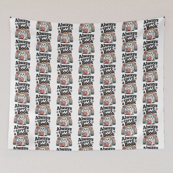 Item preview,  Always Carry A Book, Cute Retro Kawaii Cat designed and sold by graphic-genie.