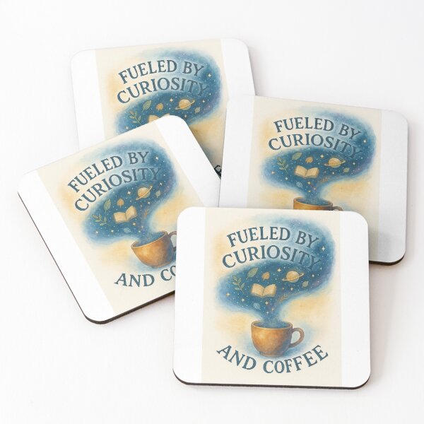 Item preview, Fueled by Curiosity and Coffee — Cosmic Watercolor Inspiration designed and sold by MforMontessori.