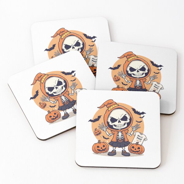 Aperçu de l'œuvre Squelette mignon en costume d'Halloween créée et vendue par Vectorfever.