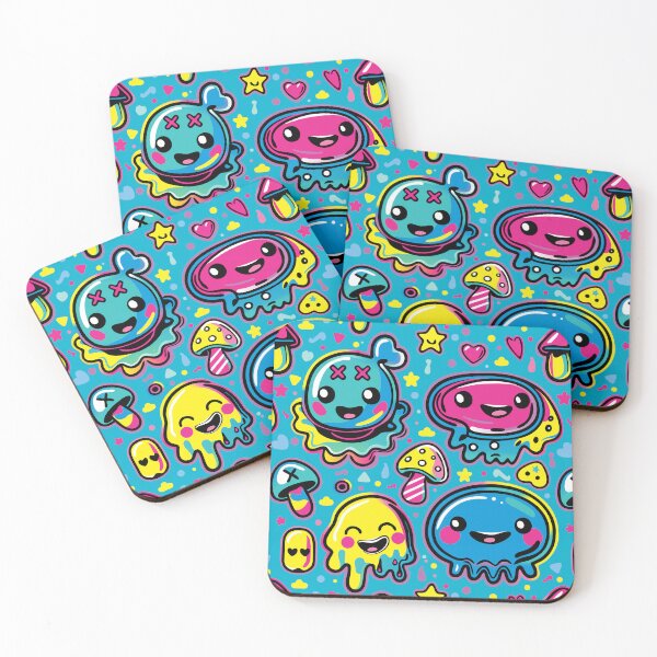 Item preview, Kawaii Kidcore Blobs over Cyan designed and sold by Oni Figments.