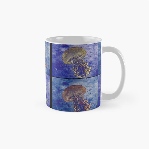 Item preview, Golden Jellyfish Art: Drawing and Watercolour, abstract ocean art designed and sold by Art-by-Nade.